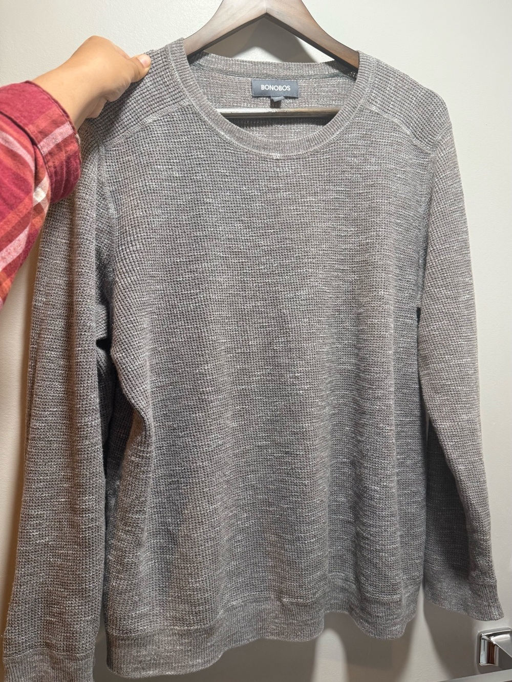 Bonobos Gray Waffle Knit Crew Sweater